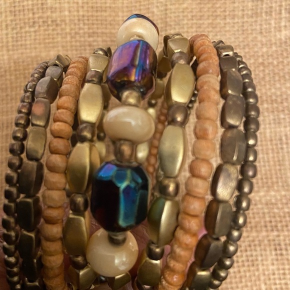 Women’s Bohemian Nine Layer Spiral Brown Tones Color Bracelet. - Picture 3 of 3